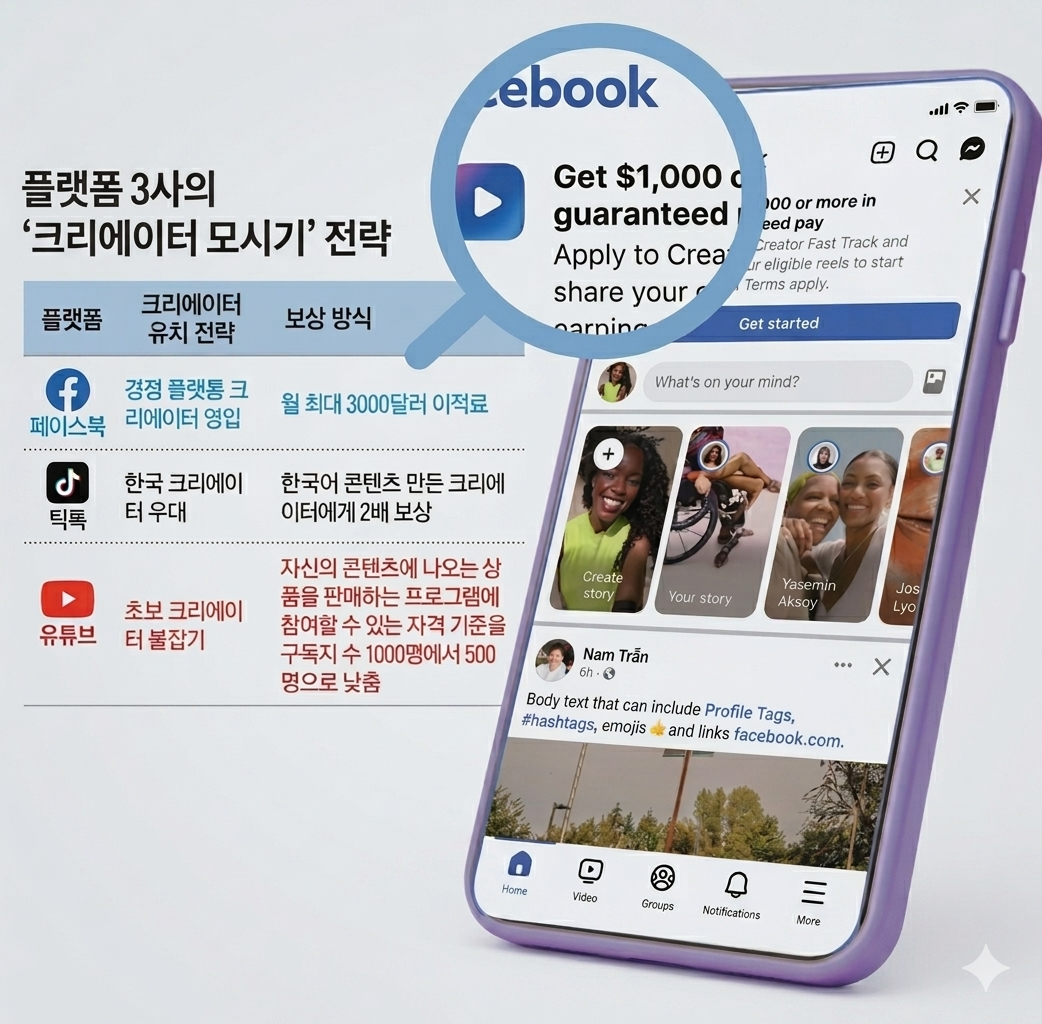 페이스북, 월 3000달러<100> 걸고 크리에이터 스카우트해요